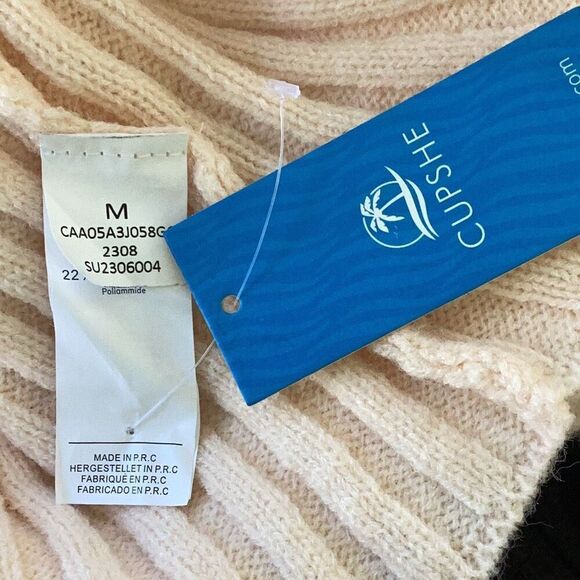 NWT CUPSHE Lt Blush Pink Cable Knit Sweater Mini Dress Women’s Medium - Picture 10 of 10